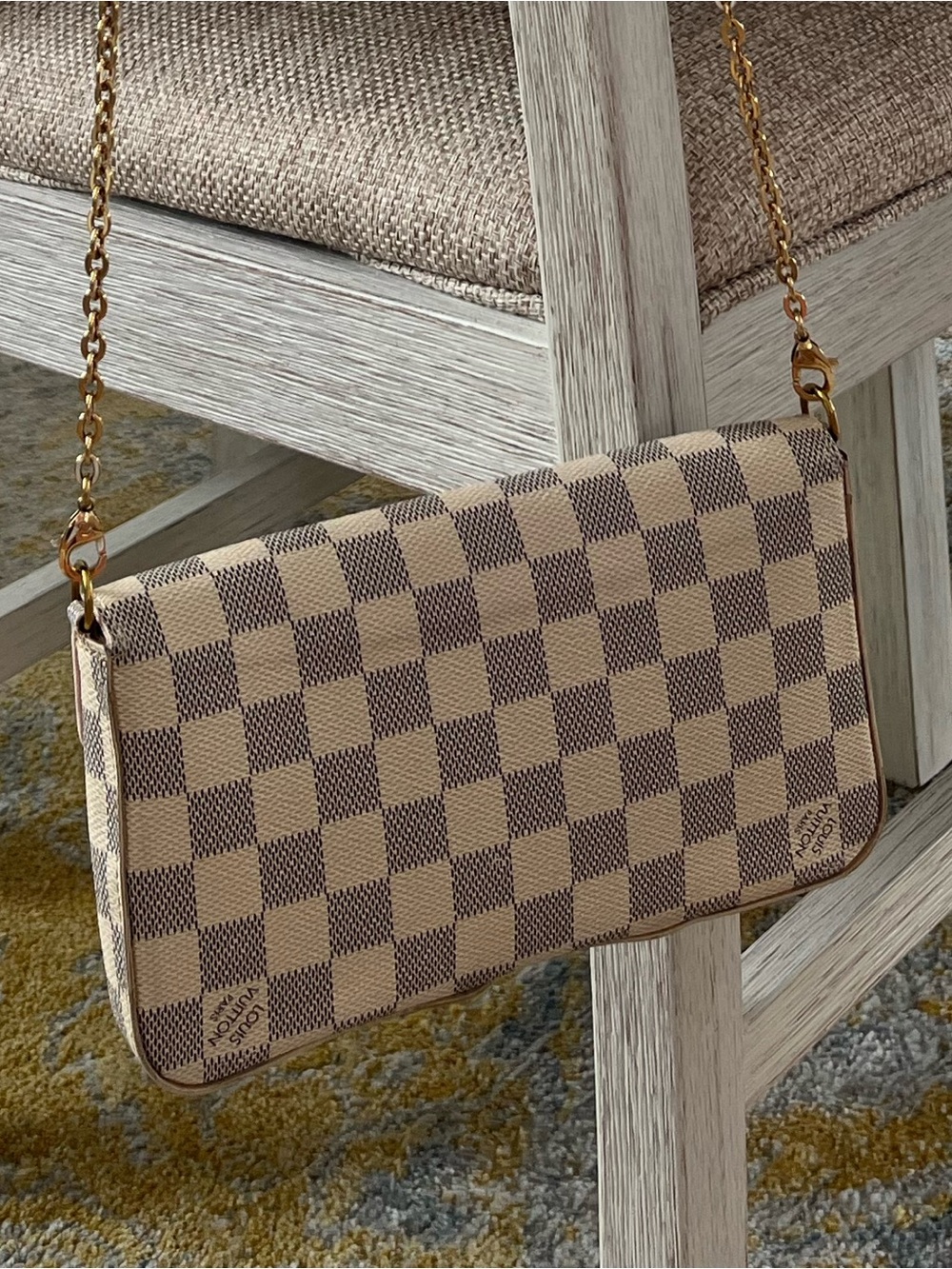 Louis Vuitton Damier Azur Pochette Felicie Crossbody Bag & Wallet Inserts - Picture 5 of 16